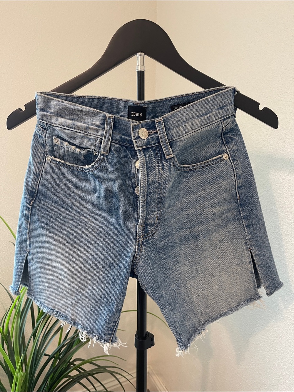 Edwin Light Blue Denim Cutoff Shorts